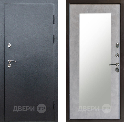 Входная металлическая Дверь Престиж TERMO с терморазрывом Снегирь Серебро Зеркало пастораль Бетон светлый в Клине