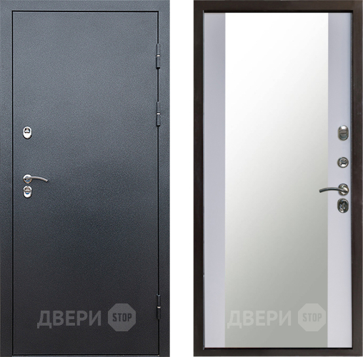 Дверь Престиж TERMO с терморазрывом Снегирь Серебро Зеркало Белый софт в Клине