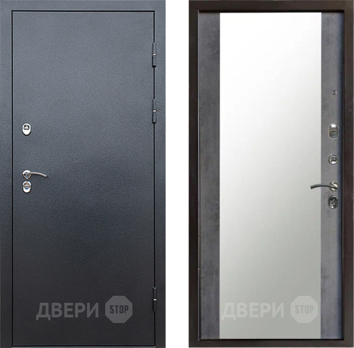 Входная металлическая Дверь Престиж TERMO с терморазрывом Снегирь Серебро Зеркало Бетон темный в Клине