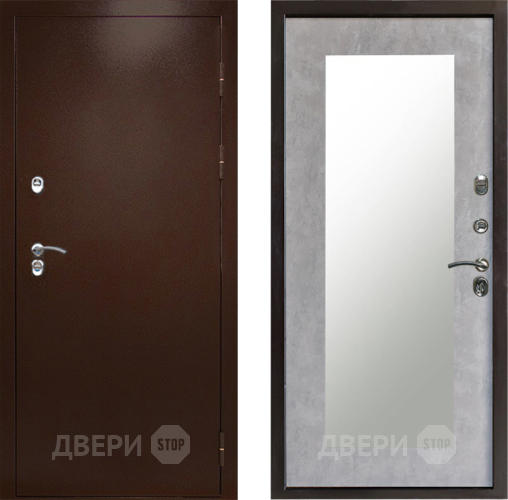 Входная металлическая Дверь Престиж TERMO с терморазрывом Снегирь Медь Зеркало пастораль Бетон светлый в Клине