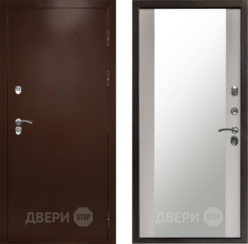 Входная металлическая Дверь Престиж TERMO с терморазрывом Снегирь Медь Зеркало Лиственница белая в Клине