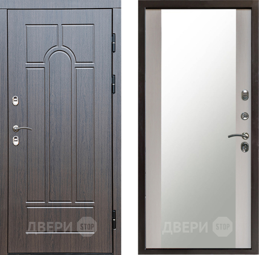 Входная металлическая Дверь Престиж TERMO с терморазрывом Арка Зеркало Лиственница белая в Клине
