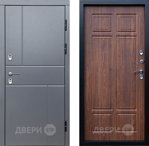 Входная металлическая Дверь Престиж TERMO с терморазрывом Горизонт Грэй Премиум Орех темный в Клине