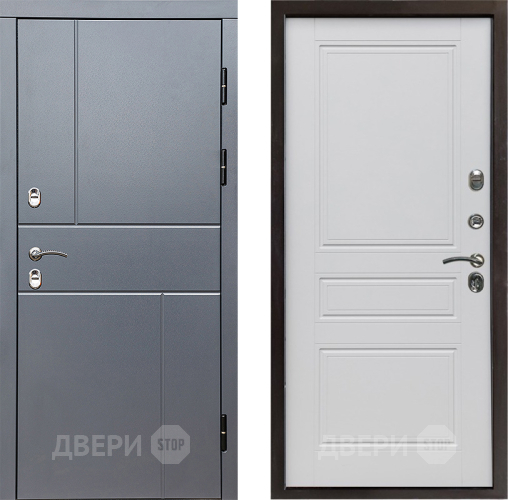 Входная металлическая Дверь Престиж TERMO с терморазрывом Горизонт Грэй Классика Белый матовый в Клине