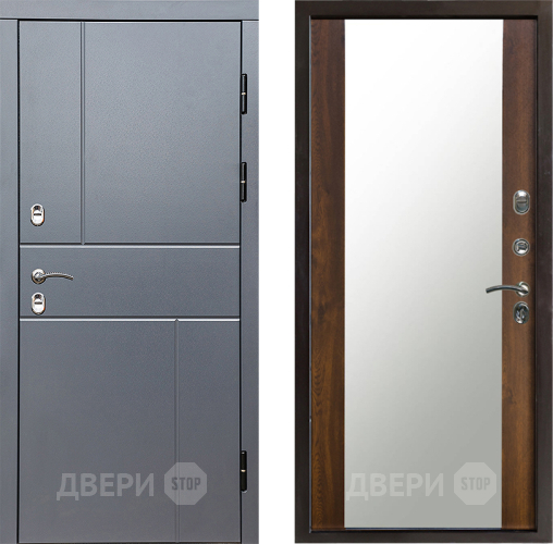 Входная металлическая Дверь Престиж TERMO с терморазрывом Горизонт Грэй Зеркало Дуб в Клине