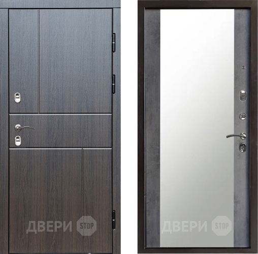 Входная металлическая Дверь Престиж TERMO с терморазрывом Горизонт Венге Зеркало Бетон темный в Клине