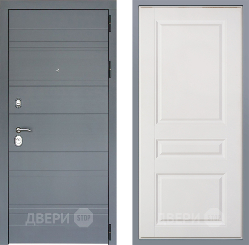 Дверь Заводские двери Лира Софт графит Стокгольм Белый софт в Клине