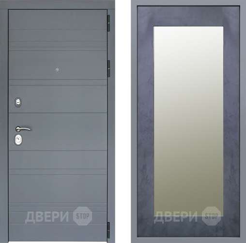 Дверь Заводские двери Лира Софт графит Зеркало Модерн Бетон темный в Клине