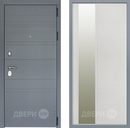 Дверь Заводские двери Лира Софт графит Зеркало Лира Белый софт в Клине
