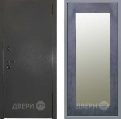 Дверь Заводские двери Эталон 3к антик серебро Зеркало Модерн Бетон темный в Клине