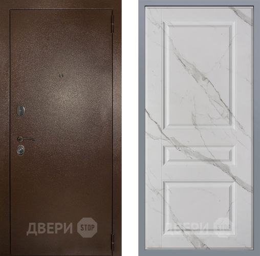 Дверь Заводские двери Эталон 3к антик медь Стокгольм Мрамор белый в Клине