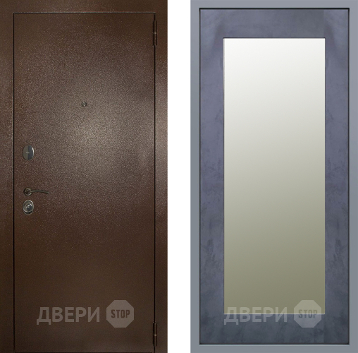 Дверь Заводские двери Эталон 3к антик медь Зеркало Модерн Бетон темный в Клине