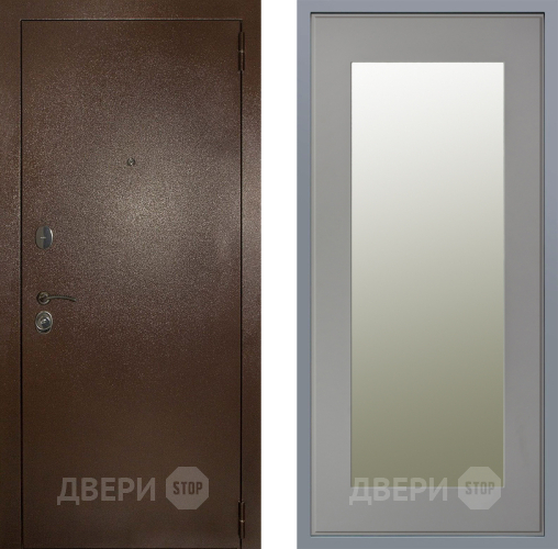 Дверь Заводские двери Эталон 3к антик медь Зеркало Модерн Грей софт в Клине