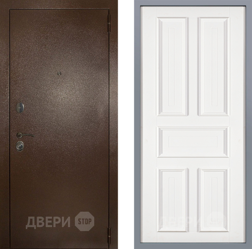 Дверь Заводские двери Эталон 3к антик медь Уругвай Белый софт в Клине