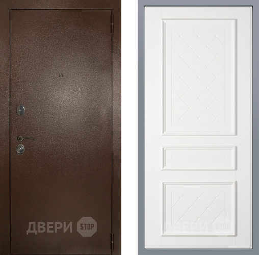 Дверь Заводские двери Эталон 3к антик медь Урбино Белый софт в Клине