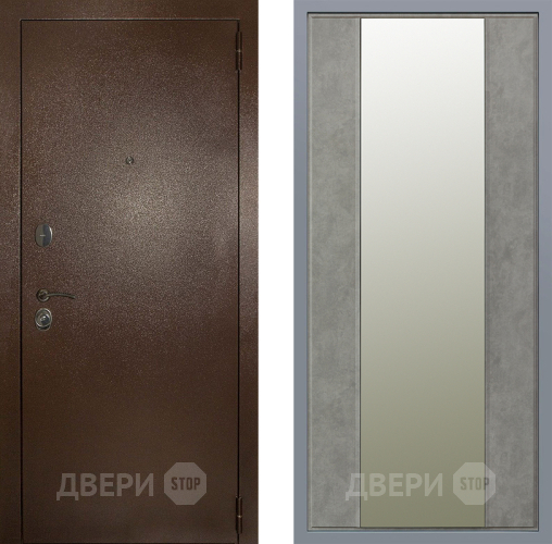 Дверь Заводские двери Эталон 3к антик медь Зеркало Макси Бетон темный в Клине