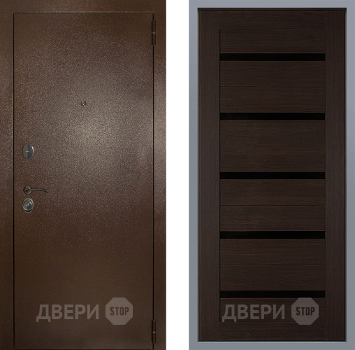 Дверь Заводские двери Эталон 3к антик медь СБ-1 орех тисненый в Клине
