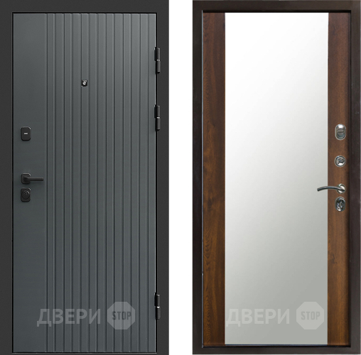 Входная металлическая Дверь Престиж Tvist Grey Зеркало Дуб в Клине