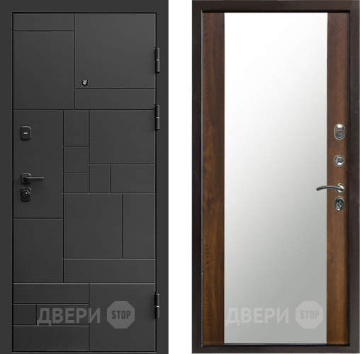 Входная металлическая Дверь Престиж Kvadro Зеркало Дуб в Клине
