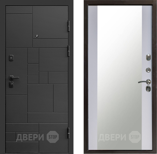 Входная металлическая Дверь Престиж Kvadro Зеркало Белый софт в Клине