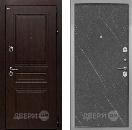 Входная металлическая Дверь Интекрон (INTECRON) Брайтон Тиковое Дерево Гладкая Гранит лава оникс в Клине