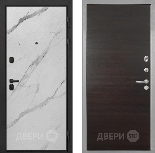 Входная металлическая Дверь Интекрон (INTECRON) Профит Black Мрамор Арктик Гладкая Эковенге поперечный в Клине