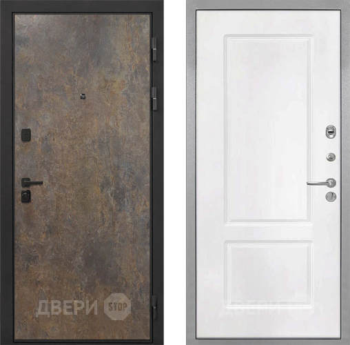 Входная металлическая Дверь Интекрон (INTECRON) Профит Black Гранж КВ-2 Белый матовый в Клине