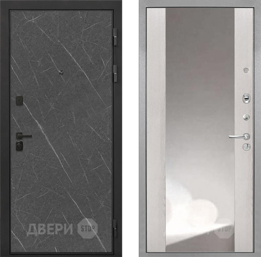 Входная металлическая Дверь Интекрон (INTECRON) Профит Black Гранит Лава Оникс ФЛЗ-516 Зеркало Сосна белая в Клине