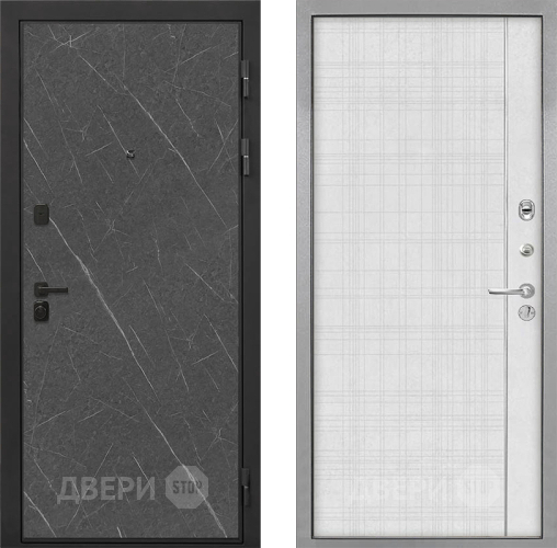 Входная металлическая Дверь Интекрон (INTECRON) Профит Black Гранит Лава Оникс В-07 с молдингом Лофт белый в Клине