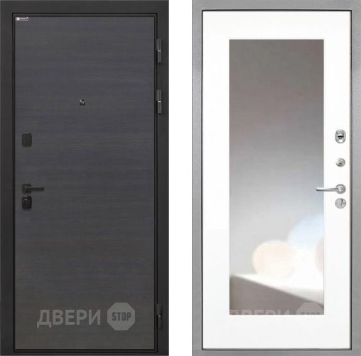 Входная металлическая Дверь Интекрон (INTECRON) Профит Black Эковенге ФЛЗ-120-М Зеркало Белый матовый в Клине