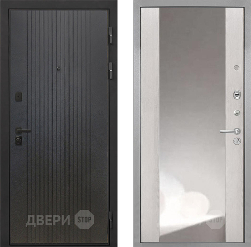 Входная металлическая Дверь Интекрон (INTECRON) Профит Black ФЛ-295 ФЛЗ-516 Зеркало Сосна белая в Клине