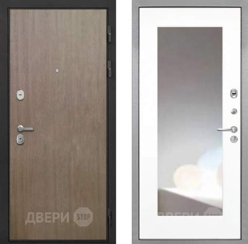 Дверь Интекрон (INTECRON) Гектор Венге Коричневый ФЛЗ-120-М Зеркало Белый матовый в Клине