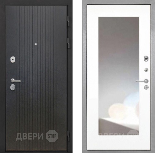 Входная металлическая Дверь Интекрон (INTECRON) Гектор ФЛ-295 ФЛЗ-120-М Зеркало Белый матовый в Клине