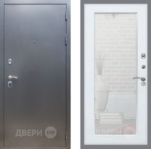 Входная металлическая Дверь Рекс (REX) 11 Зеркало Пастораль Силк Сноу в Клине