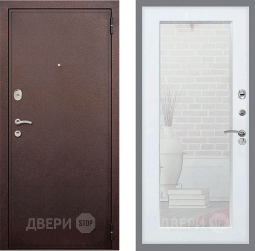 Дверь Рекс (REX) 2 Медный Антик Зеркало Пастораль Белый ясень в Клине