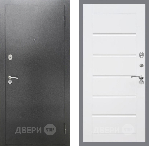 Входная металлическая Дверь Рекс (REX) 2А Серебро Антик Сити Белый ясень в Клине