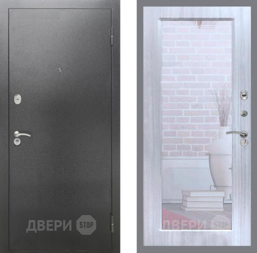 Входная металлическая Дверь Рекс (REX) 2А Серебро Антик Зеркало Пастораль Сандал белый в Клине