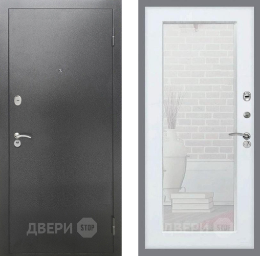 Дверь Рекс (REX) 2А Серебро Антик Зеркало Пастораль Силк Сноу в Клине