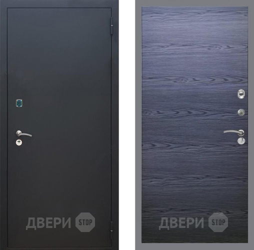 Входная металлическая Дверь Рекс (REX) 1A Черный Муар GL Дуб тангенальный черный в Клине