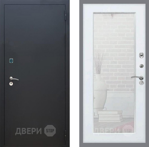 Дверь Рекс (REX) 1A Черный Муар Зеркало Пастораль Белый ясень в Клине