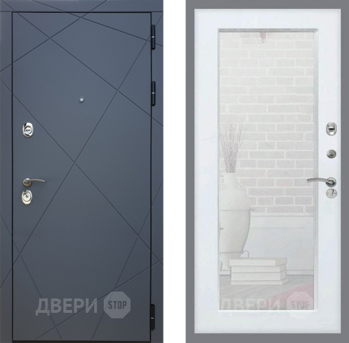 Дверь Рекс (REX) 13 Силк Титан Зеркало Пастораль Белый ясень в Клине