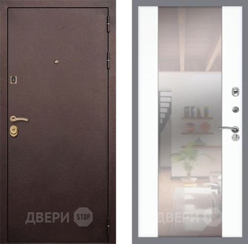 Входная металлическая Дверь Рекс (REX) Лайт 3К СБ-16 Зеркало Силк Сноу в Клине