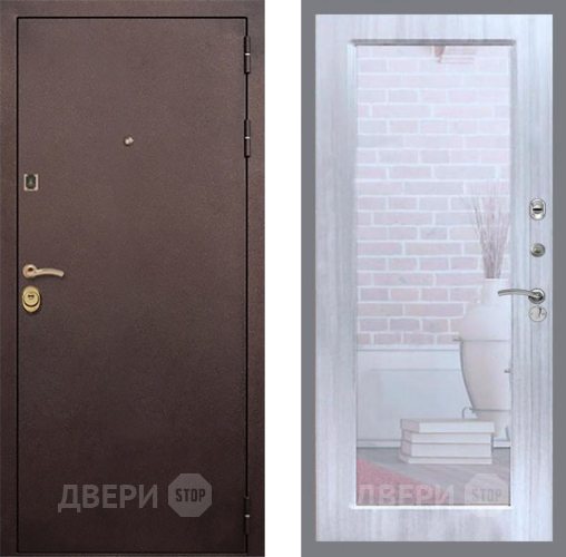 Входная металлическая Дверь Рекс (REX) Лайт 3К Зеркало Пастораль Сандал белый в Клине