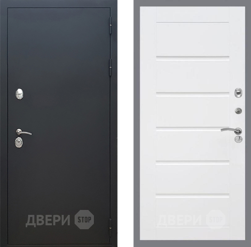 Дверь Рекс (REX) 5 Черный Муар Сити Белый ясень в Клине