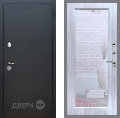 Входная металлическая Дверь Рекс (REX) 5 Черный Муар Зеркало Пастораль Сандал белый в Клине