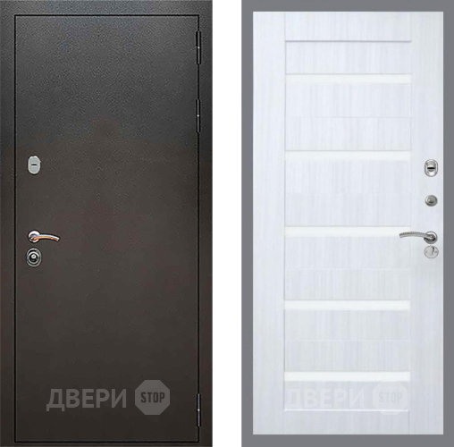 Входная металлическая Дверь Рекс (REX) 5 Серебро Антик СБ-14 стекло белое Сандал белый в Клине