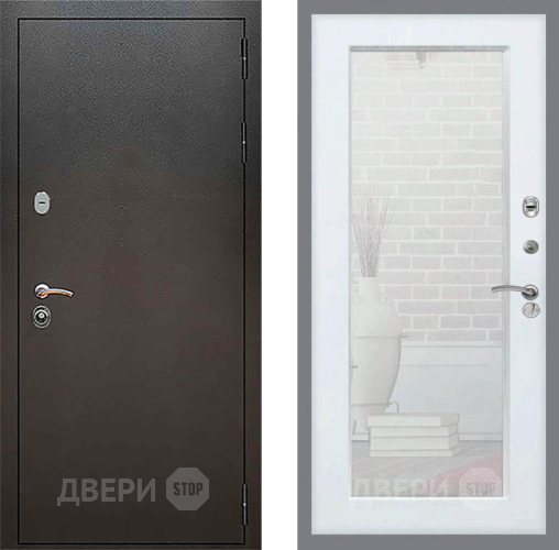 Дверь Рекс (REX) 5 Серебро Антик Зеркало Пастораль Белый ясень в Клине