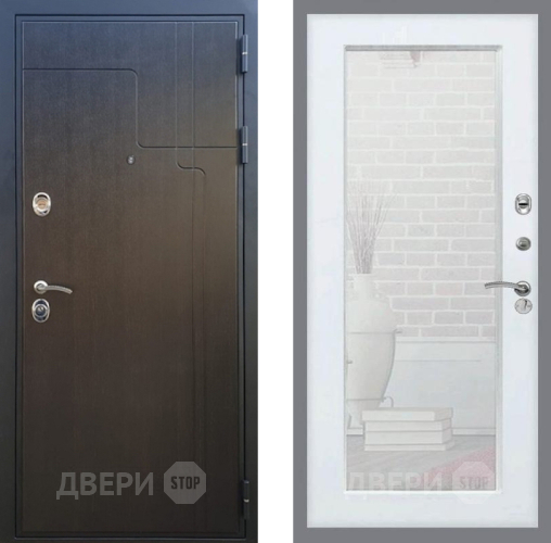 Входная металлическая Дверь Рекс (REX) Премиум-246 Зеркало Пастораль Белый ясень в Клине