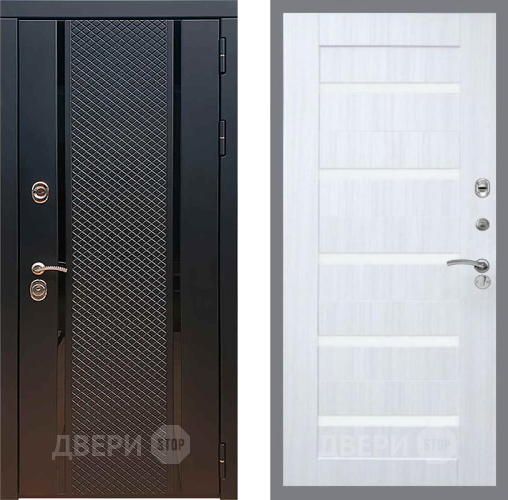 Входная металлическая Дверь Рекс (REX) 25 СБ-14 стекло белое Сандал белый в Клине