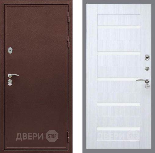 Входная металлическая Дверь Рекс (REX) 5 металл 3 мм СБ-14 стекло белое Сандал белый в Клине